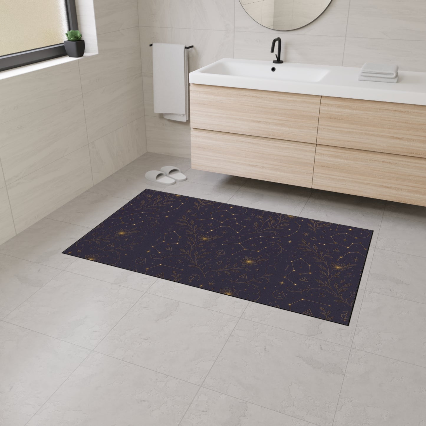 Starry Garden Heavy Duty Floor Mat | Cosmic Kitchen Decor, Non-Slip Entry Rug, Boho Home Accent, Gift for Stargazers, Farmhouse Decor