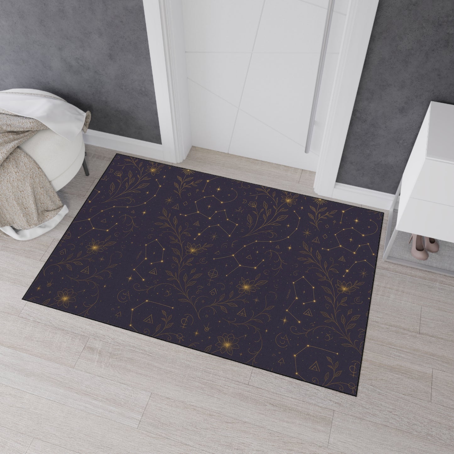 Starry Garden Heavy Duty Floor Mat | Cosmic Kitchen Decor, Non-Slip Entry Rug, Boho Home Accent, Gift for Stargazers, Farmhouse Decor