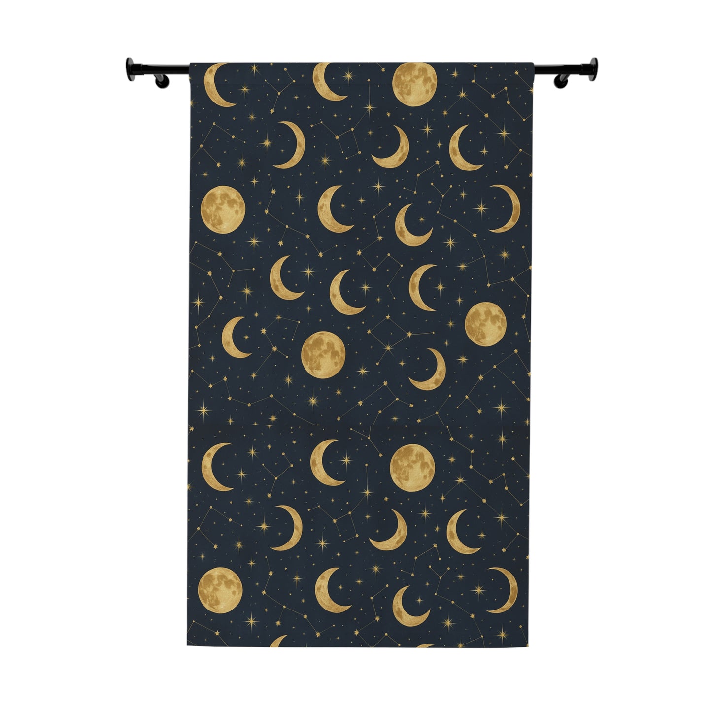 Celestial Moon Phase Window Curtain (1 Piece) - Starry Home Decor, Mystical Curtains, Bedroom Aesthetics, Gift for Space Lovers