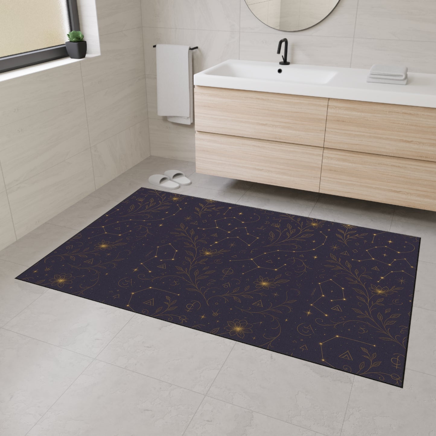 Starry Garden Heavy Duty Floor Mat | Cosmic Kitchen Decor, Non-Slip Entry Rug, Boho Home Accent, Gift for Stargazers, Farmhouse Decor