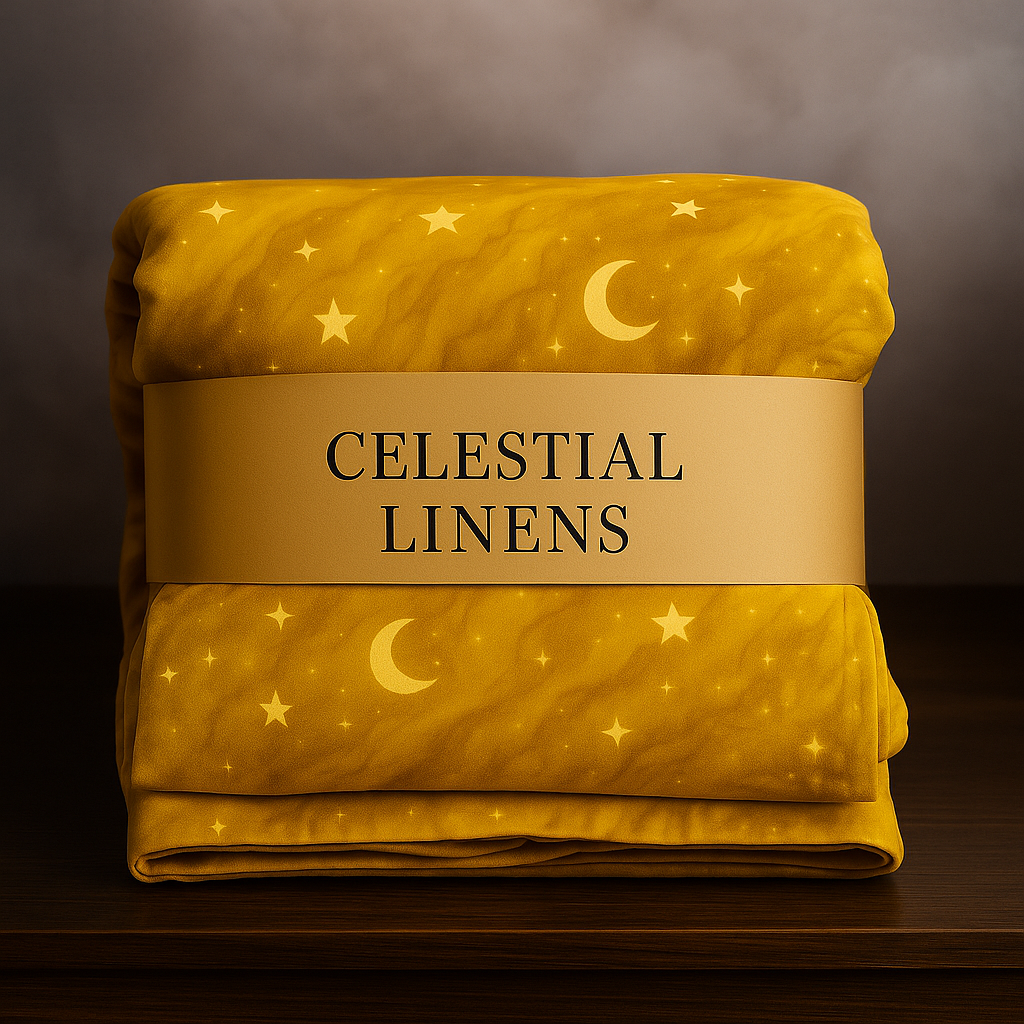 Citrine Halo Gold Celestial Cotton Sateen Duvet Cover – 300 Thread Count