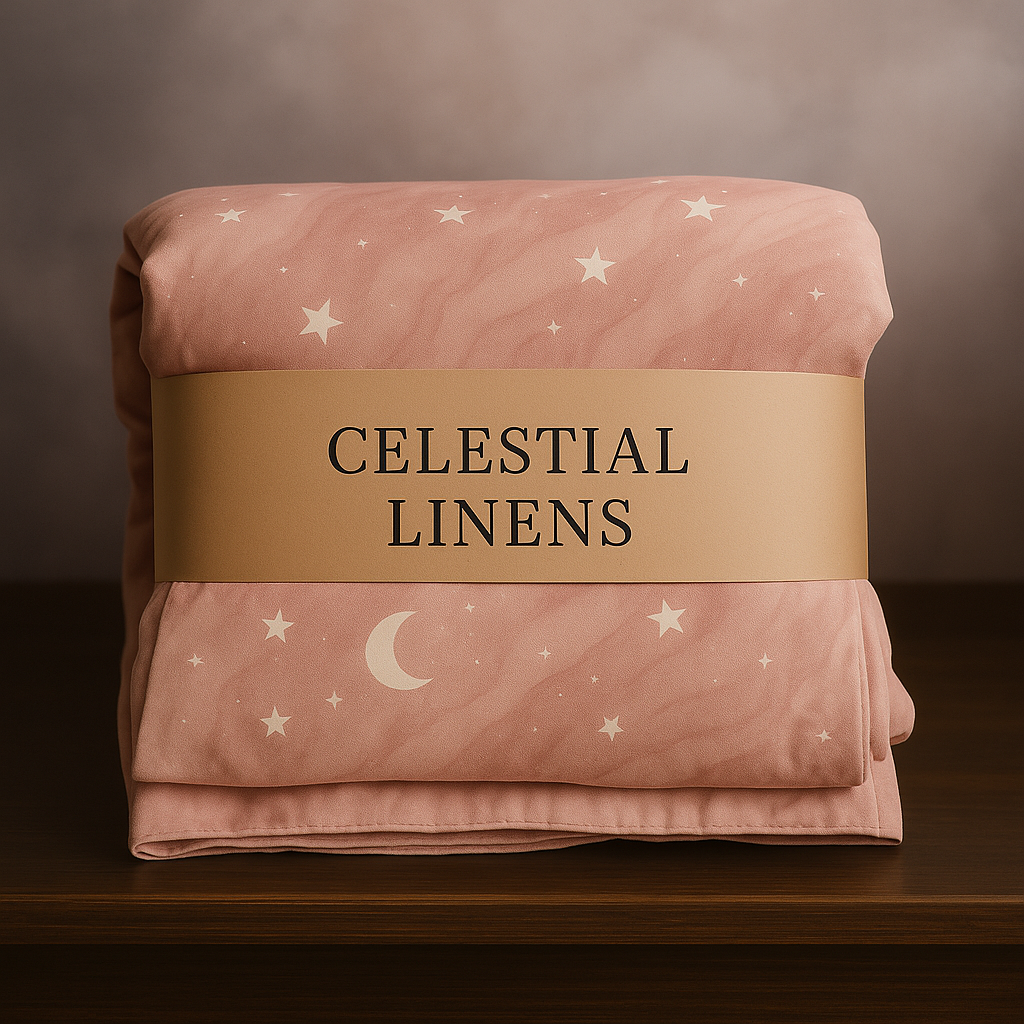Rose Quartz Glow Duvet Cover– Blush Pink Moon & Stars Bedding for Dorms and Cozy Bedrooms