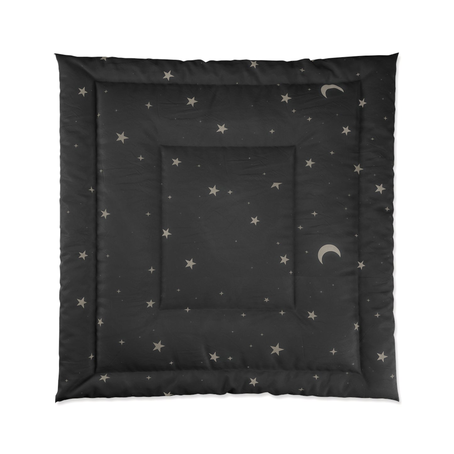 Obsidian Veil Comforter – Black Celestial Moon & Stars Bedding for Modern Bedrooms