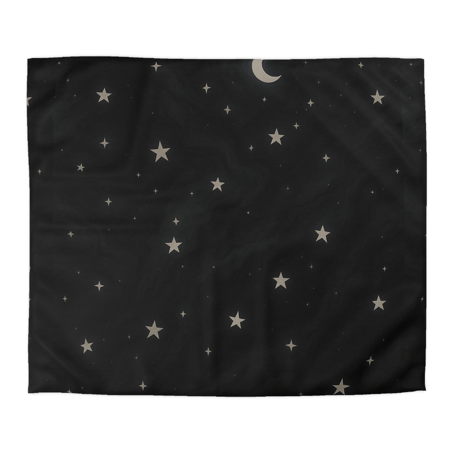 Obsidian Veil Duvet Cover – Black Celestial Moon & Stars Bedding for Modern Bedrooms