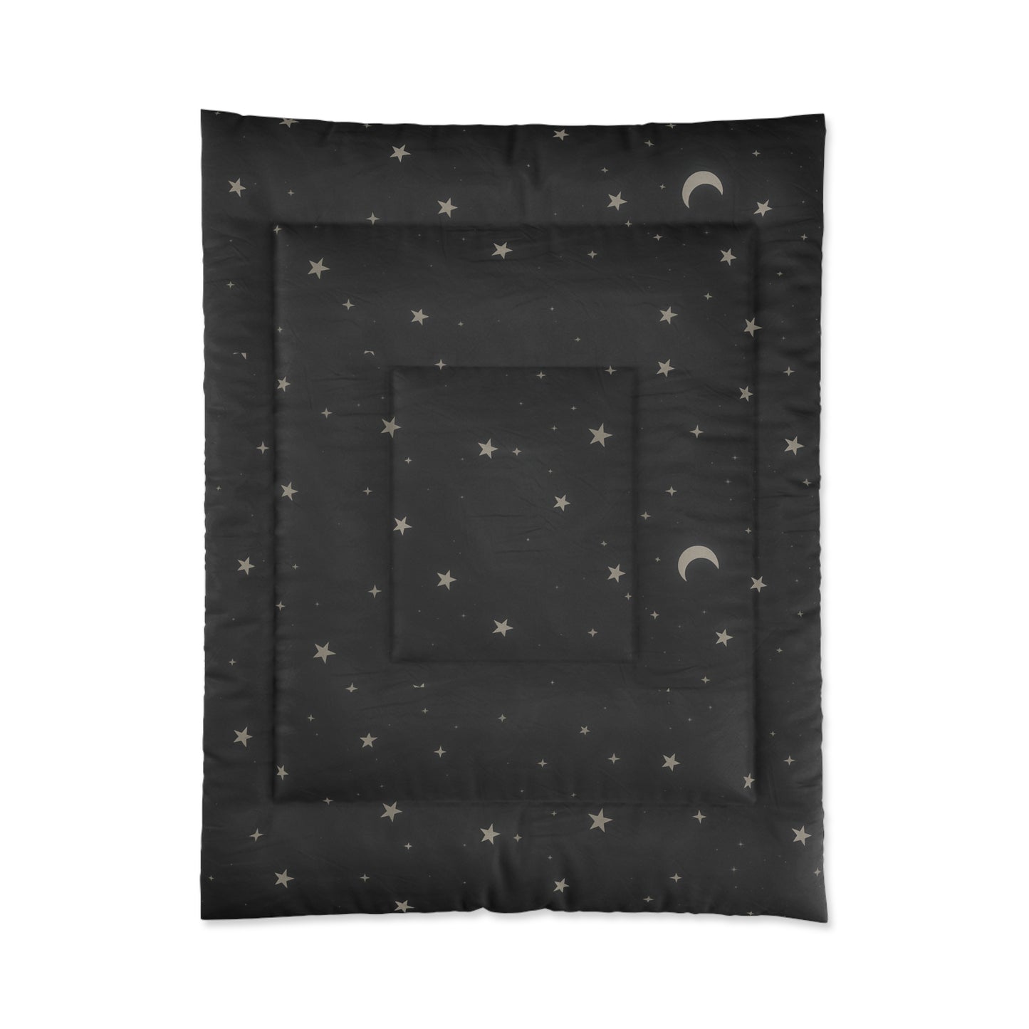 Obsidian Veil Comforter – Black Celestial Moon & Stars Bedding for Modern Bedrooms