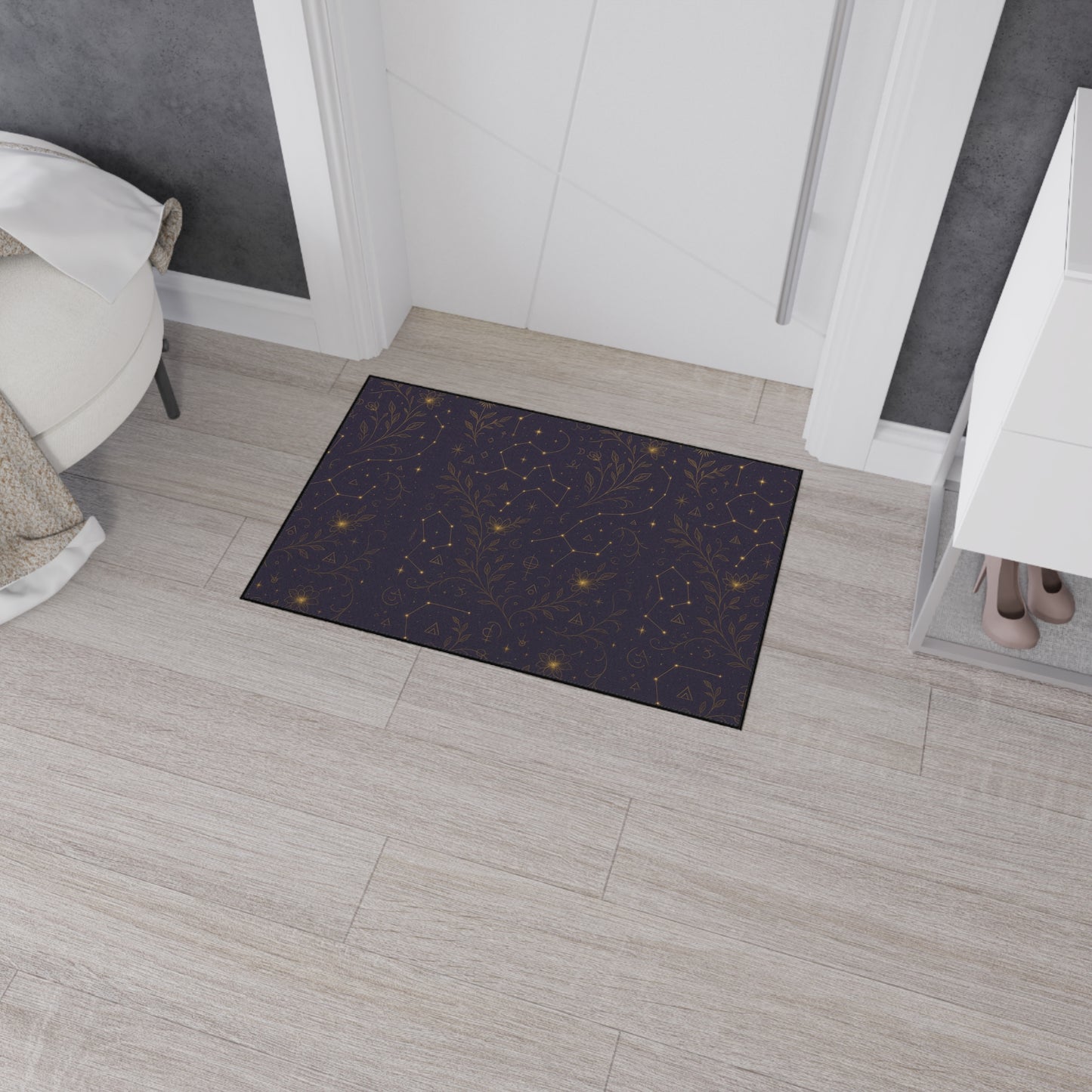 Starry Garden Heavy Duty Floor Mat | Cosmic Kitchen Decor, Non-Slip Entry Rug, Boho Home Accent, Gift for Stargazers, Farmhouse Decor