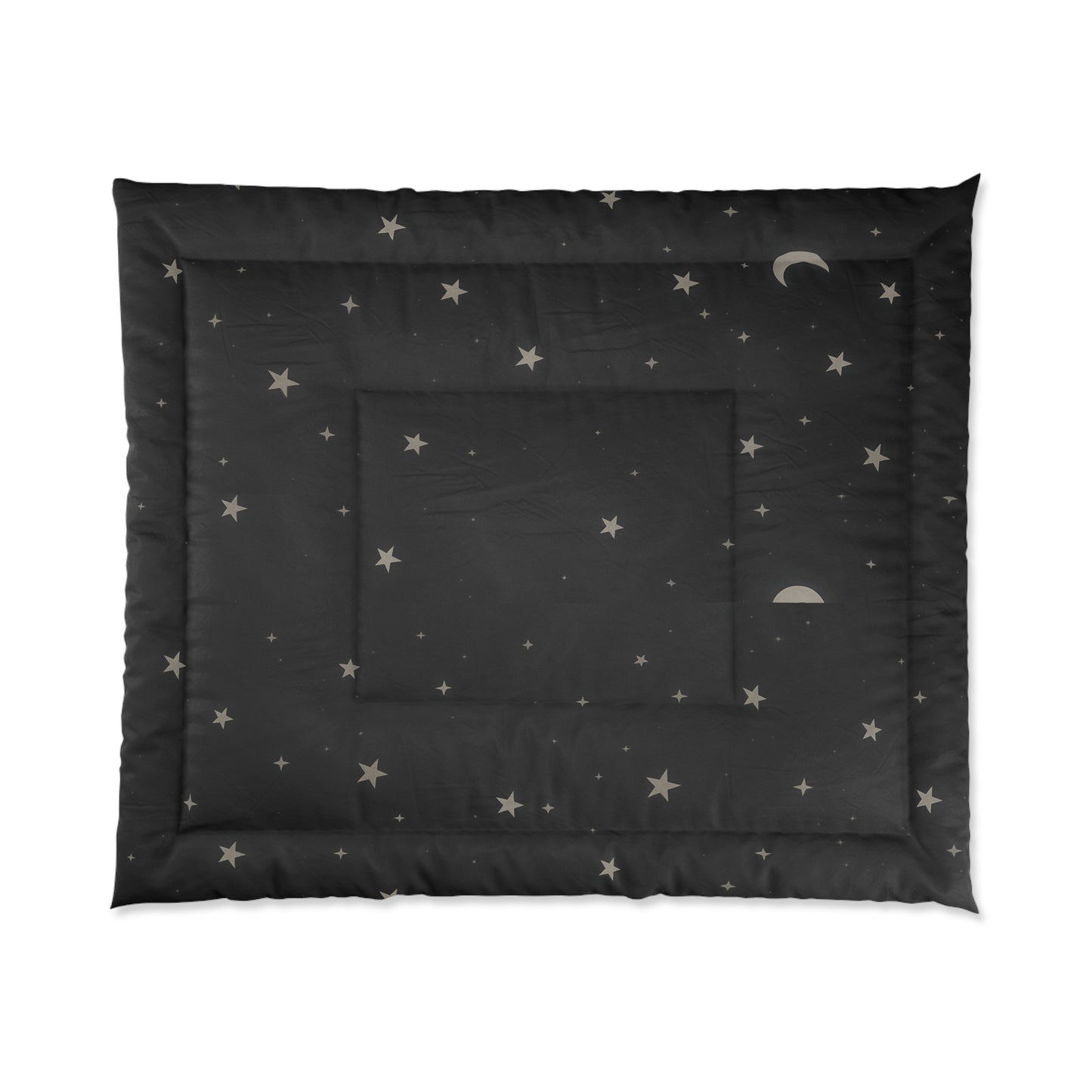 Obsidian Veil Comforter – Black Celestial Moon & Stars Bedding for Modern Bedrooms