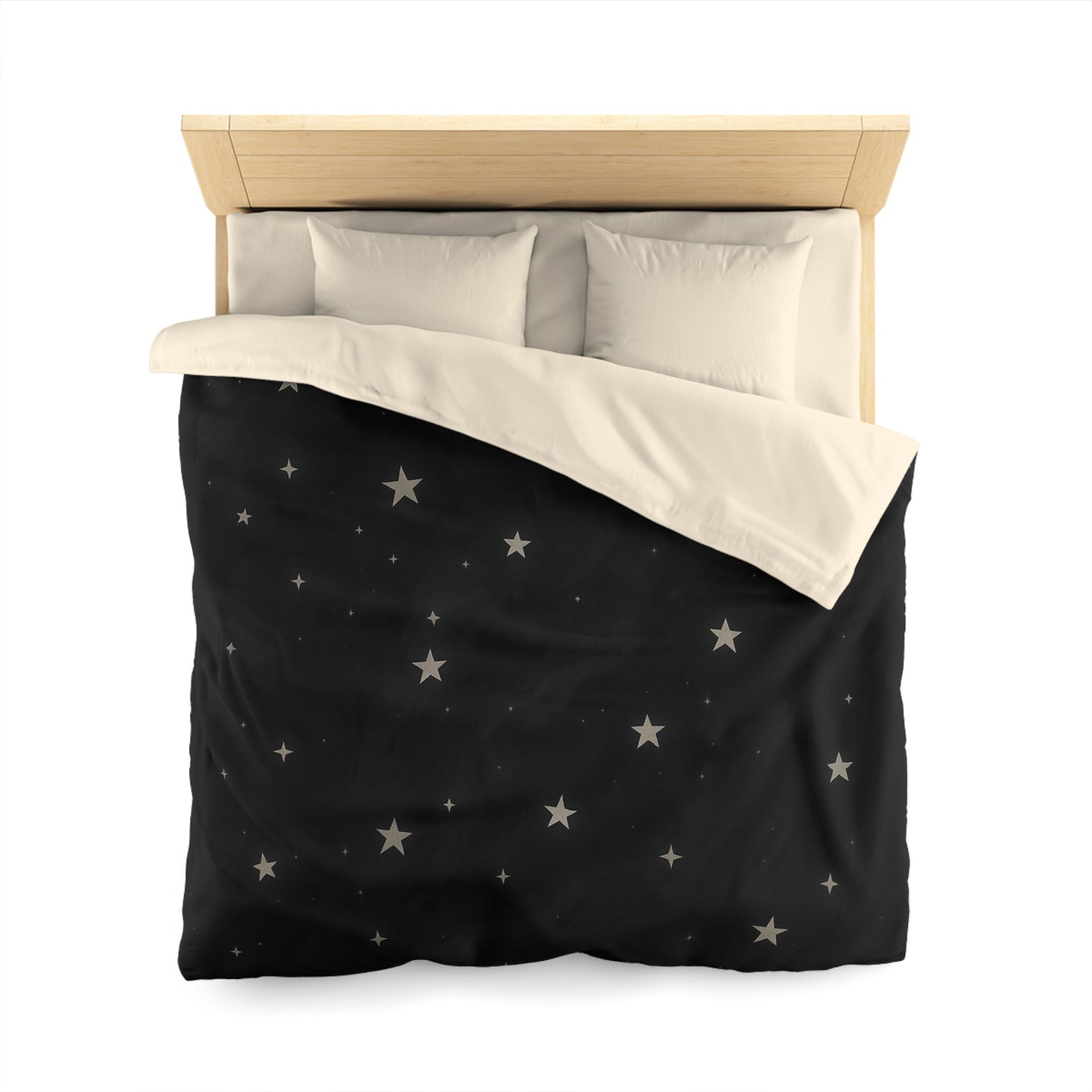 Obsidian Veil Duvet Cover – Black Celestial Moon & Stars Bedding for Modern Bedrooms