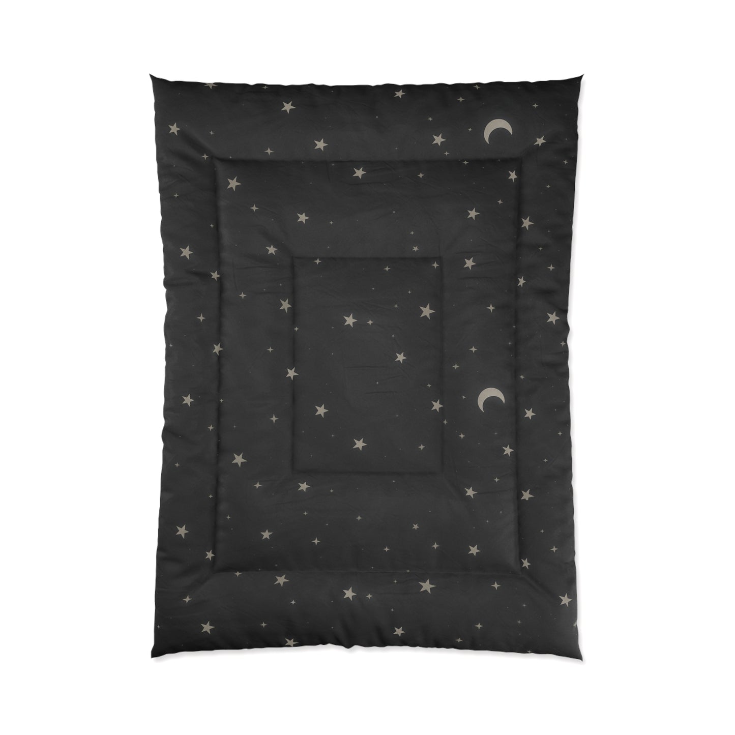 Obsidian Veil Comforter – Black Celestial Moon & Stars Bedding for Modern Bedrooms