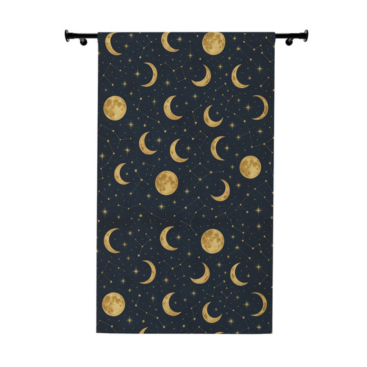 Celestial Moon Phase Window Curtain (1 Piece) - Starry Home Decor, Mystical Curtains, Bedroom Aesthetics, Gift for Space Lovers
