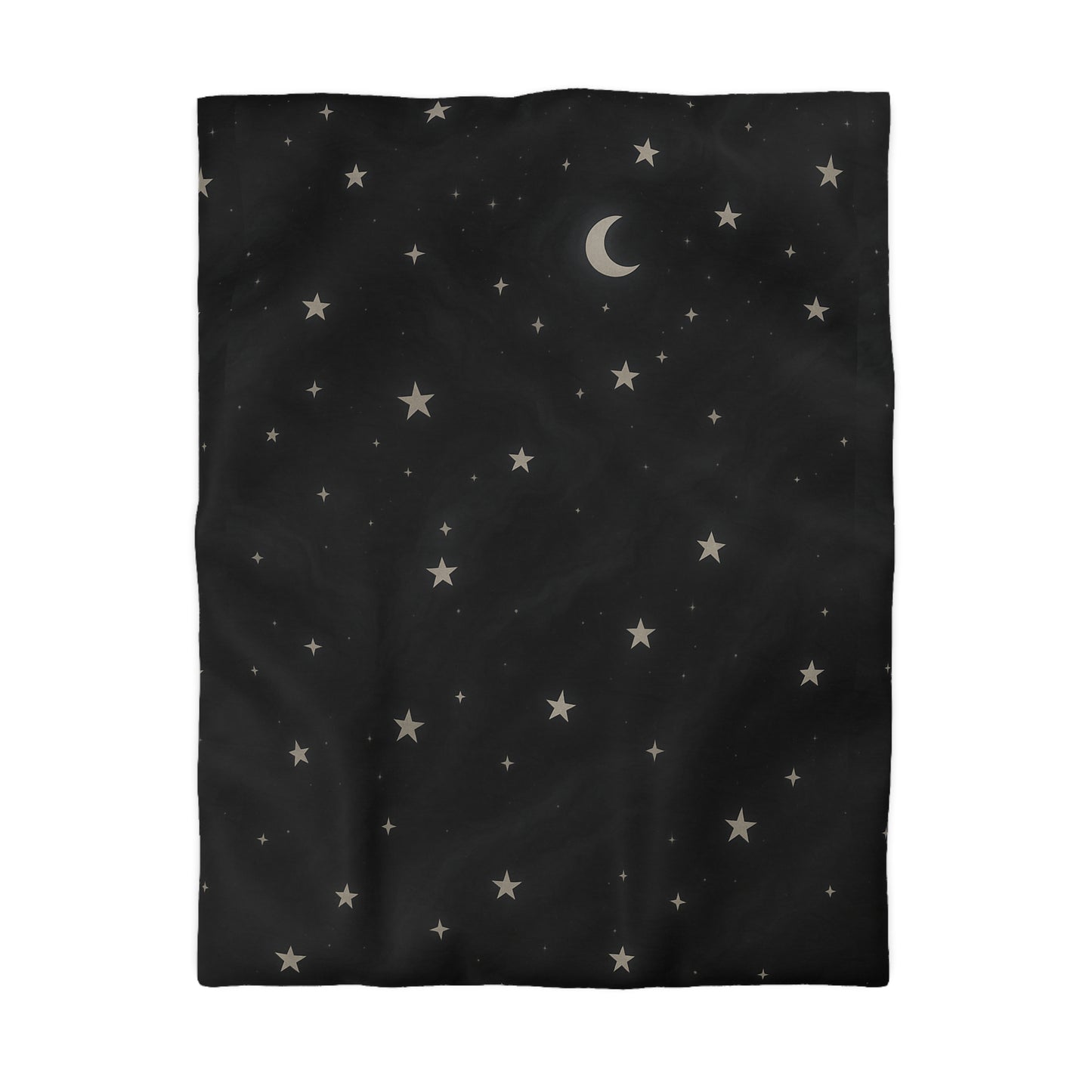 Obsidian Veil Duvet Cover – Black Celestial Moon & Stars Bedding for Modern Bedrooms