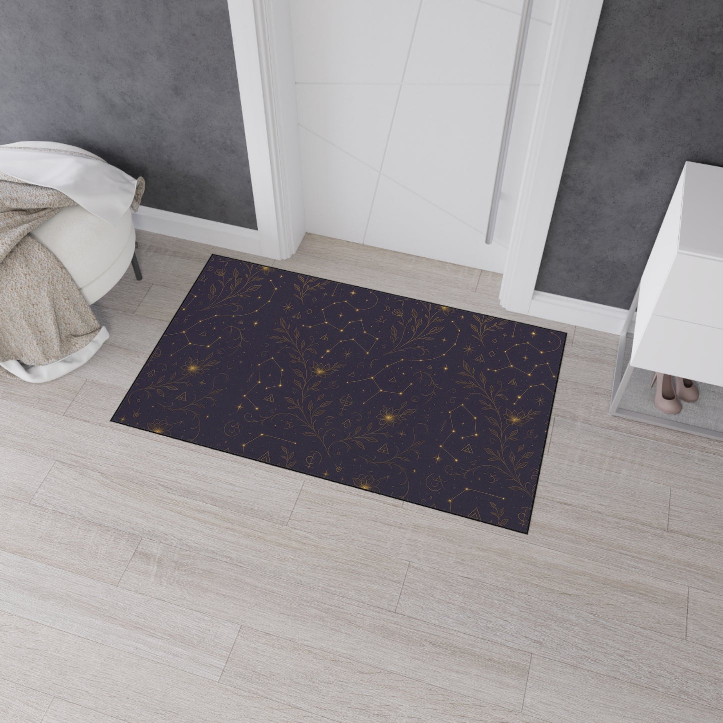 Starry Garden Heavy Duty Floor Mat | Cosmic Kitchen Decor, Non-Slip Entry Rug, Boho Home Accent, Gift for Stargazers, Farmhouse Decor