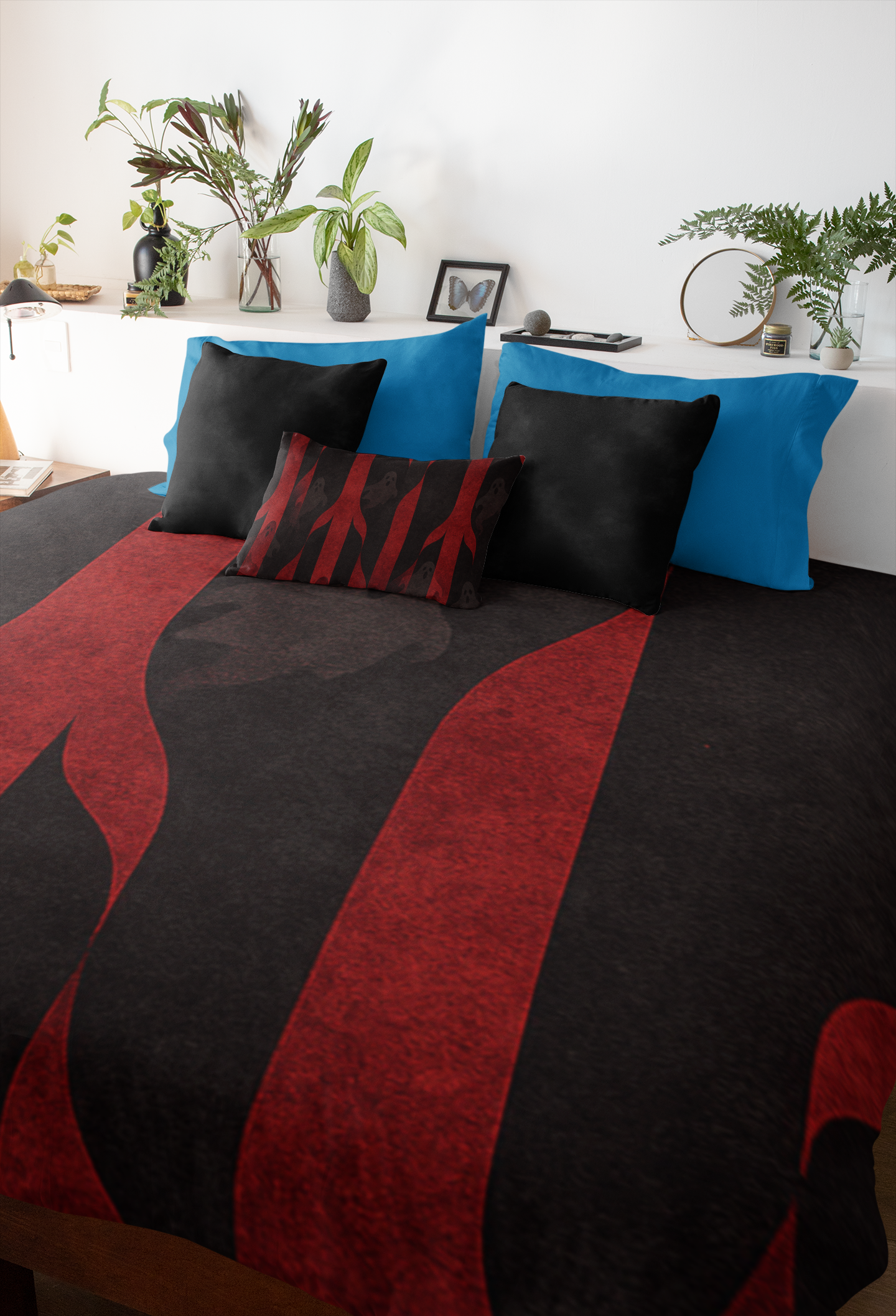 Carnival of Shadows™ Complete Luxury Gothic Bedroom Set – Haunted Duvet, Sheets, Curtains & Rug