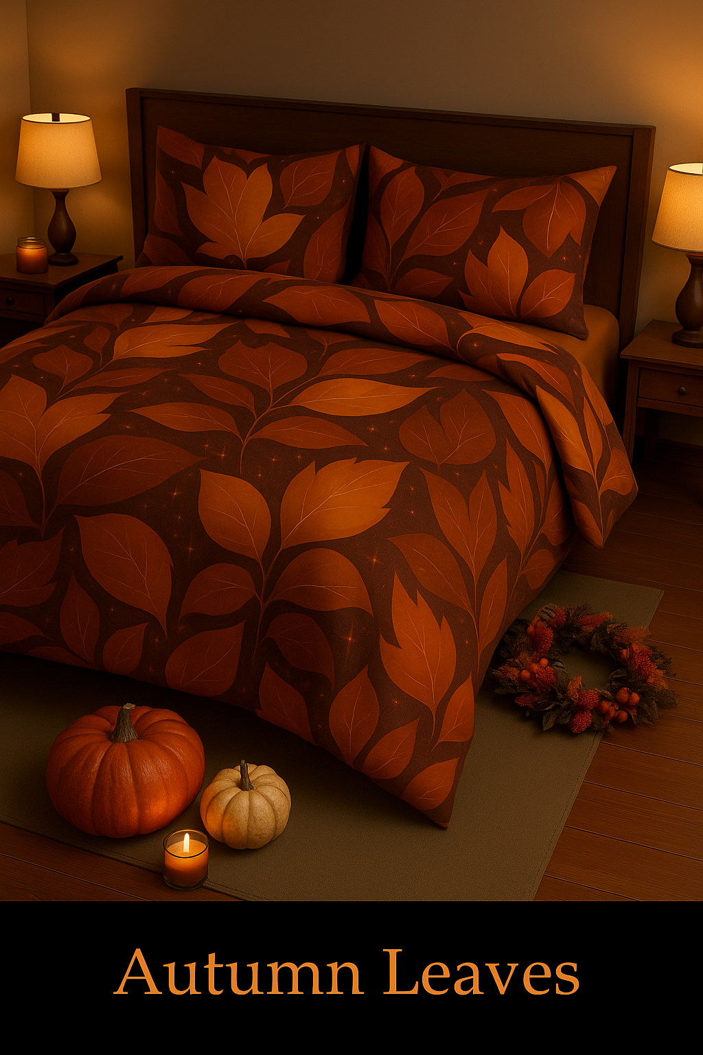 🌙 Autumn Leaves Celestial Duvet Cover – Cozy Fall Bedding | CelestialLinens™
