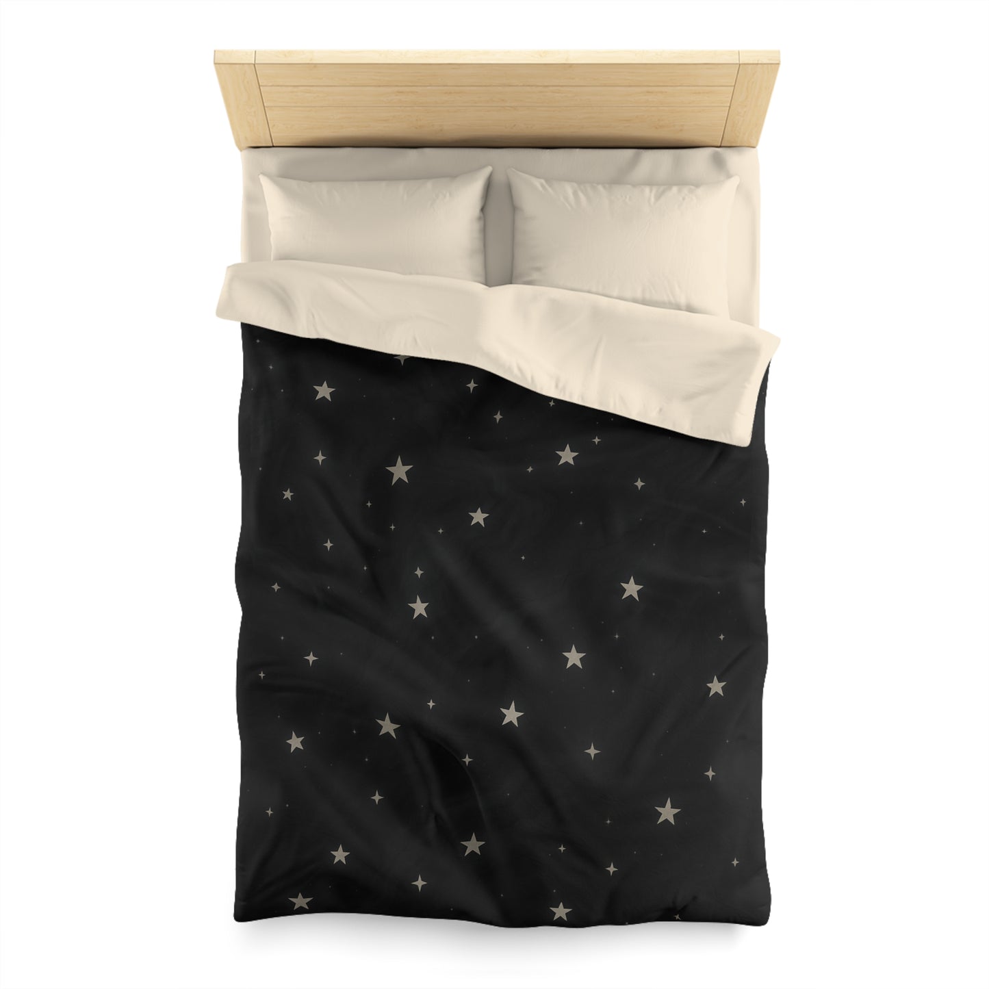 Obsidian Veil Duvet Cover – Black Celestial Moon & Stars Bedding for Modern Bedrooms