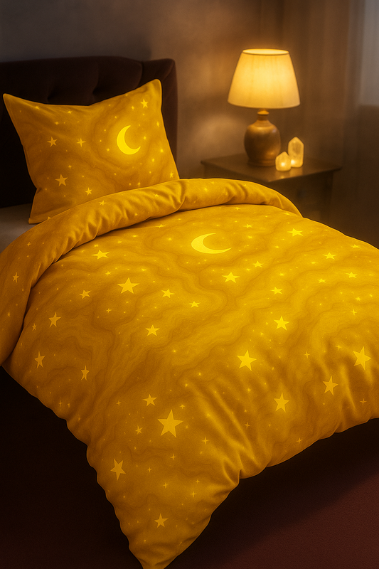 Citrine Halo Gold Celestial Cotton Sateen Duvet Cover – 300 Thread Count