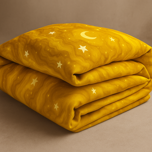 Citrine Halo Gold Celestial Cotton Sateen Duvet Cover – 300 Thread Count