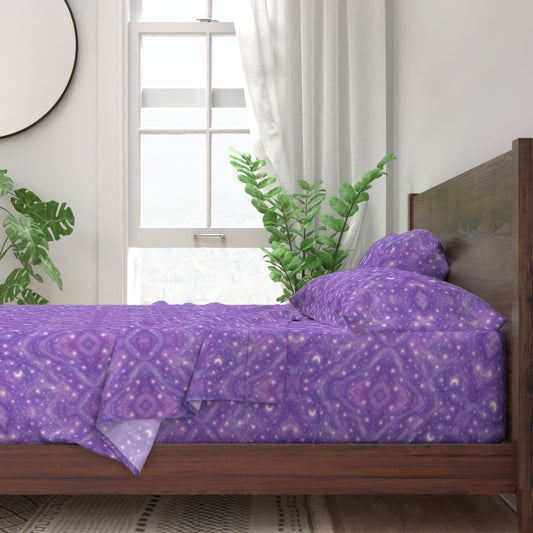 Celestial™ Luxury Cosmic Sheet Set – Purple Moons & Stars Bedding