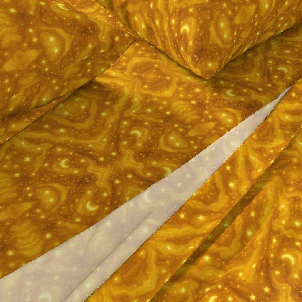 Citrine Halo™ Luxury Celestial Sheet Set – Golden Moons & Stars Bedding