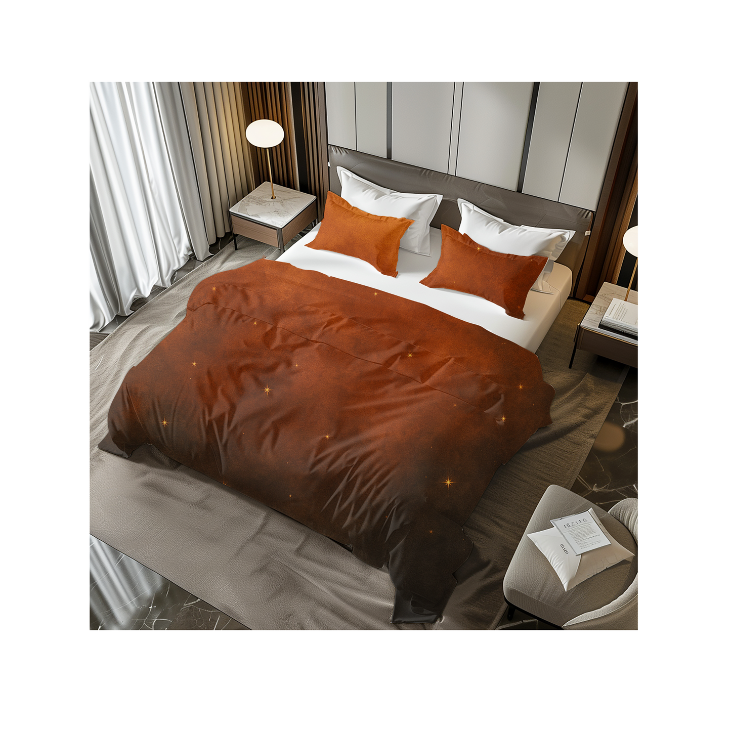 Cinnamon Smoke Duvet Cover – Abstract Cozy Fall Bedding | CelestialLinens™