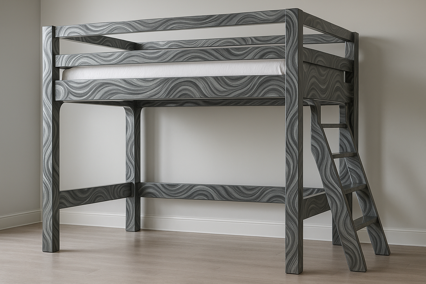 create a Bespoke Loftbed with a Moonstone Gray Swirl design with a polished finish