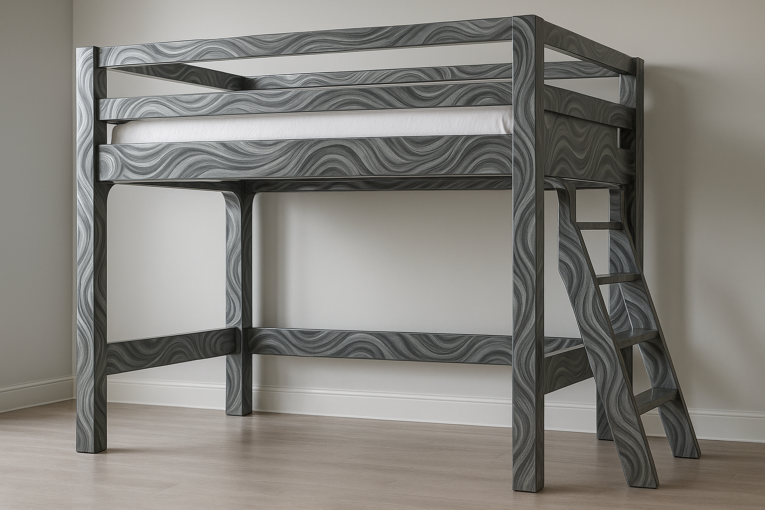 create a Bespoke Loftbed with a Moonstone Gray Swirl design with a polished finish